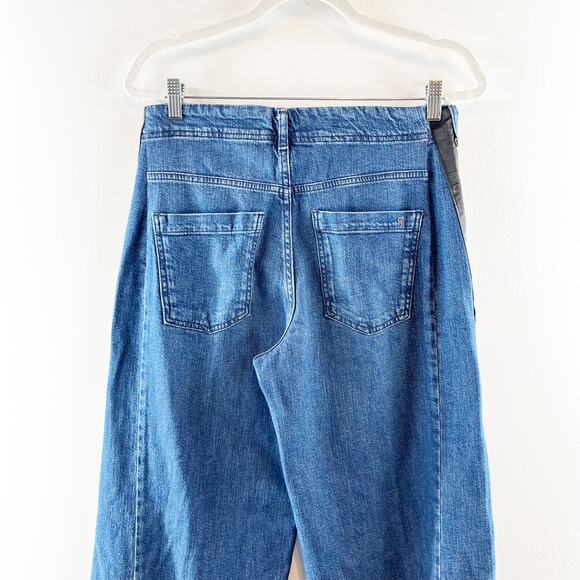 Pilcro Adi High Waisted Denim Tuxedo Stripe Trim Wide Leg Jeans Blue 27 / 4 - Picture 11 of 12